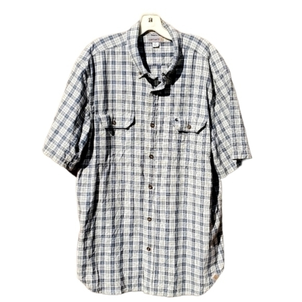 Carhartt Relaxed Fit Cotton Buttonup Plaid Shirt Size XL